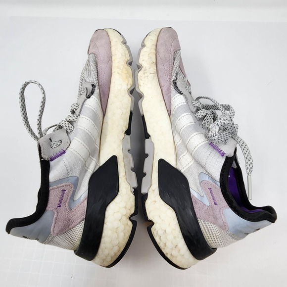 Adidas Nite Jogger Gray Soft Vision Purple Running Shoes Womens 7.5 Sneakers - Picture 8 of 9